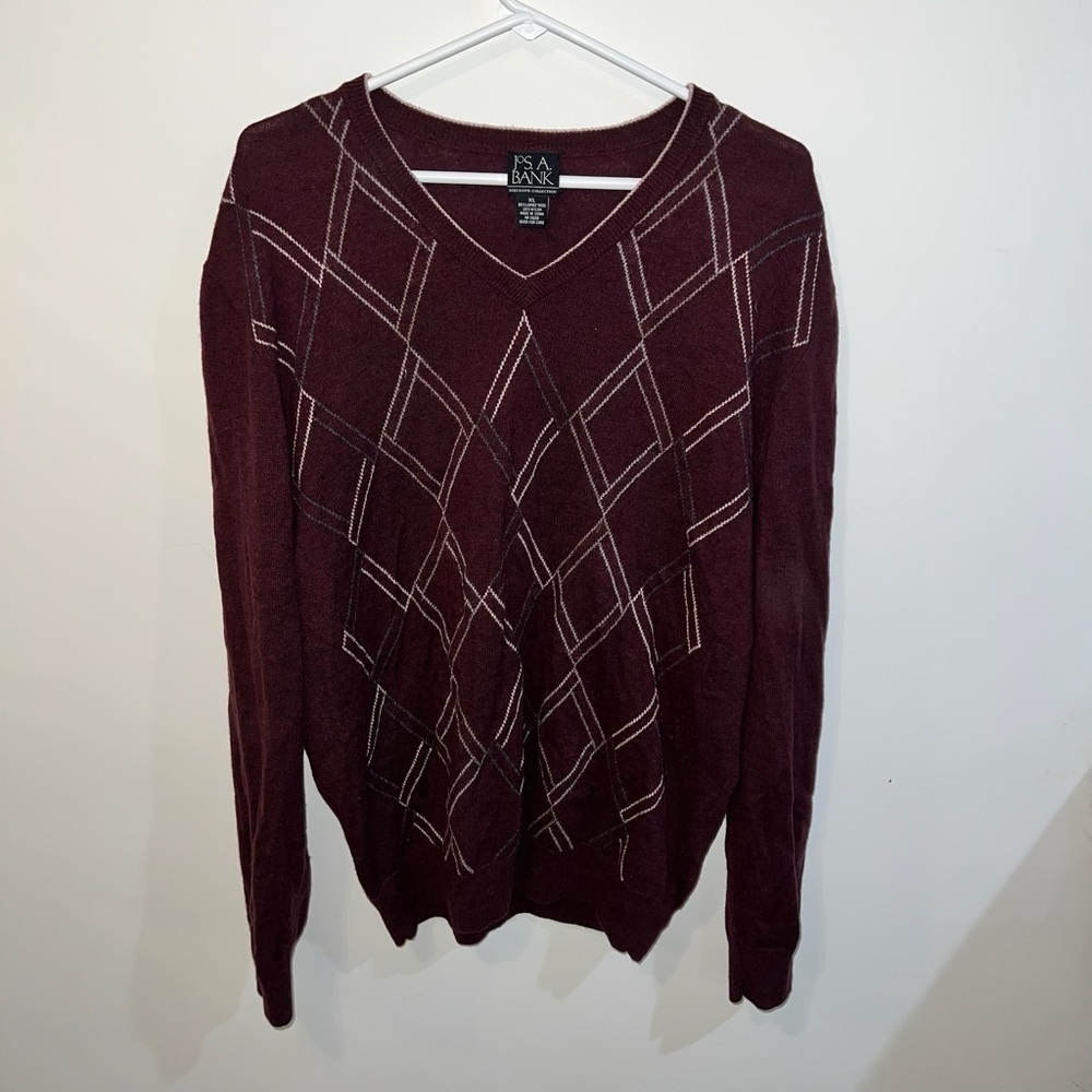 Jos. A. Bank Red V-Neck Sweater XL